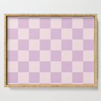 Light Lilac Checkerboard Check Pattern  Serving Tray Gallery Image 1