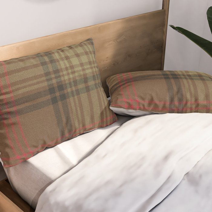 Vintage Brown Tartan Plaid Pattern Pillow Sham Gallery Image 2