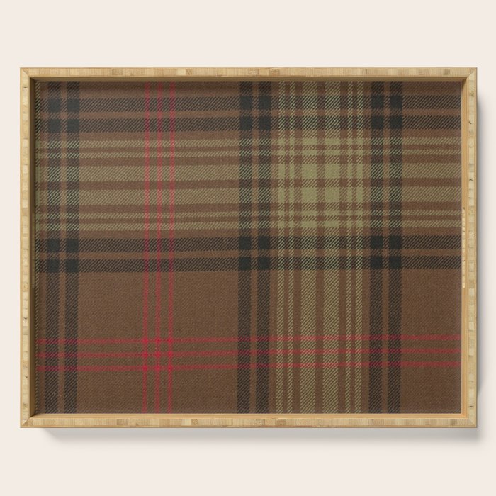 Vintage Brown Tartan Plaid Pattern Serving Tray Gallery Image 1