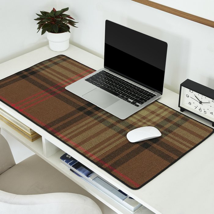 Vintage Brown Tartan Plaid Pattern Desk Mat Gallery Image 2