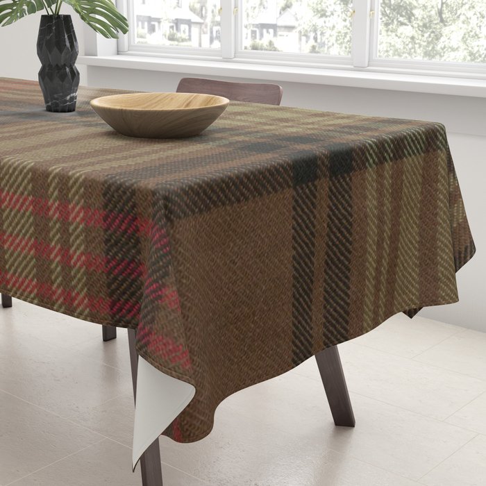 Vintage Brown Tartan Plaid Pattern Tablecloth Gallery Image 3