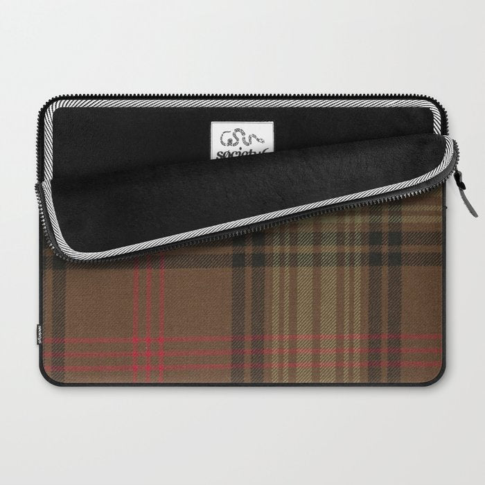 Vintage Brown Tartan Plaid Pattern Laptop Sleeve Gallery Image 2