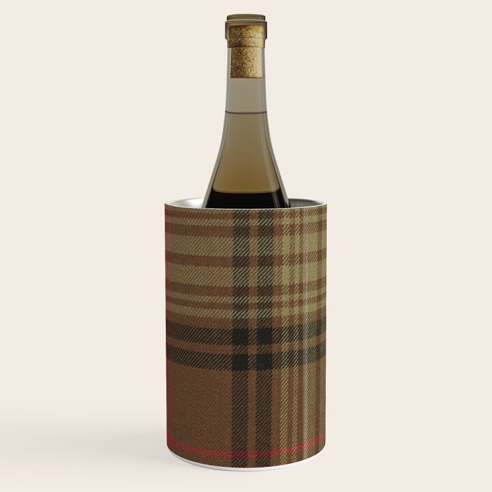 Vintage Brown Tartan Plaid Pattern Wine Chiller Gallery Image 1