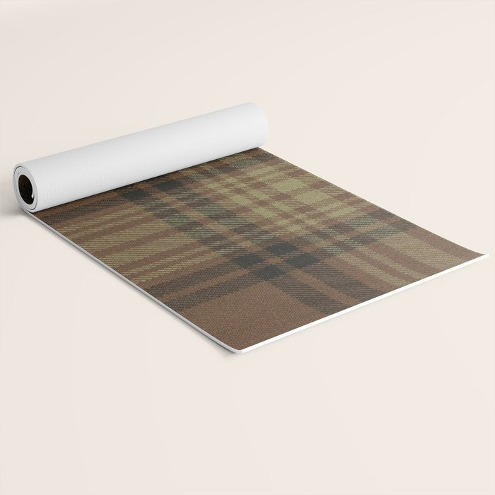 Vintage Brown Tartan Plaid Pattern Yoga Mat Gallery Image 2