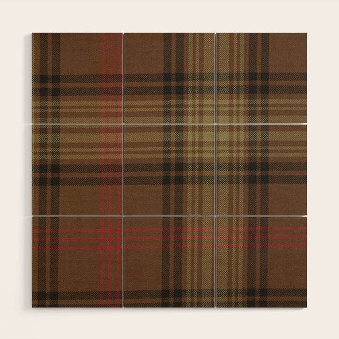 Vintage Brown Tartan Plaid Pattern Wood Wall Art Gallery Image 1