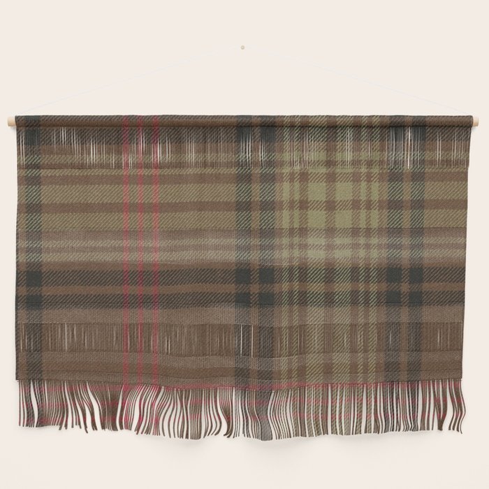 Vintage Brown Tartan Plaid Pattern Wall Hanging Gallery Image 1