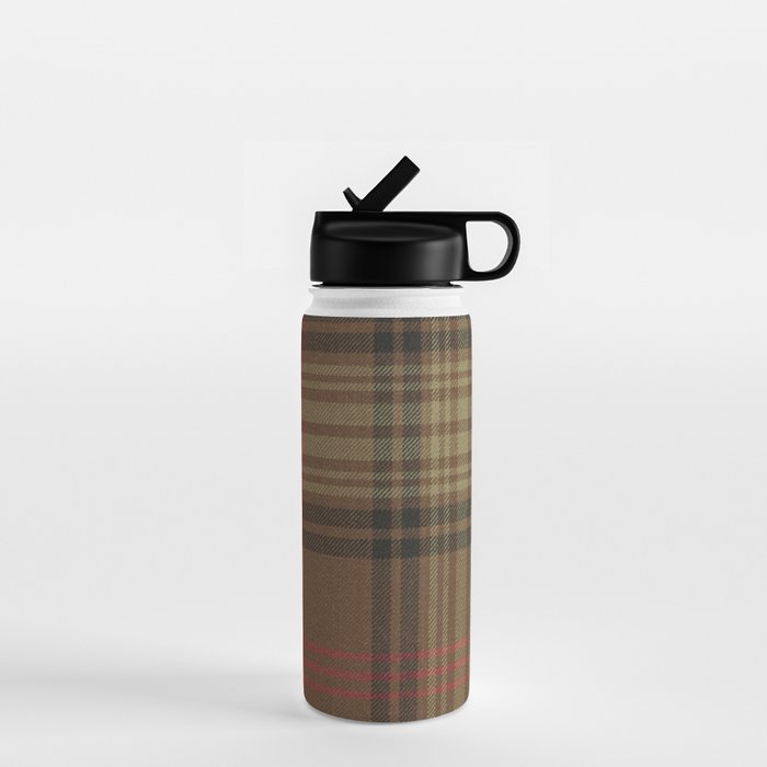 Vintage Brown Tartan Plaid Pattern Water Bottle Gallery Image 1