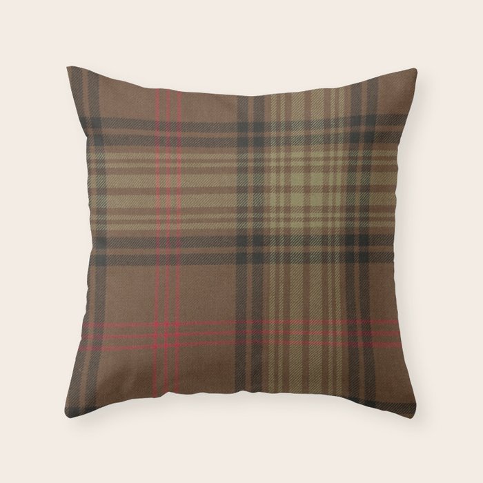 Vintage Brown Tartan Plaid Pattern Throw Pillow Gallery Image 6