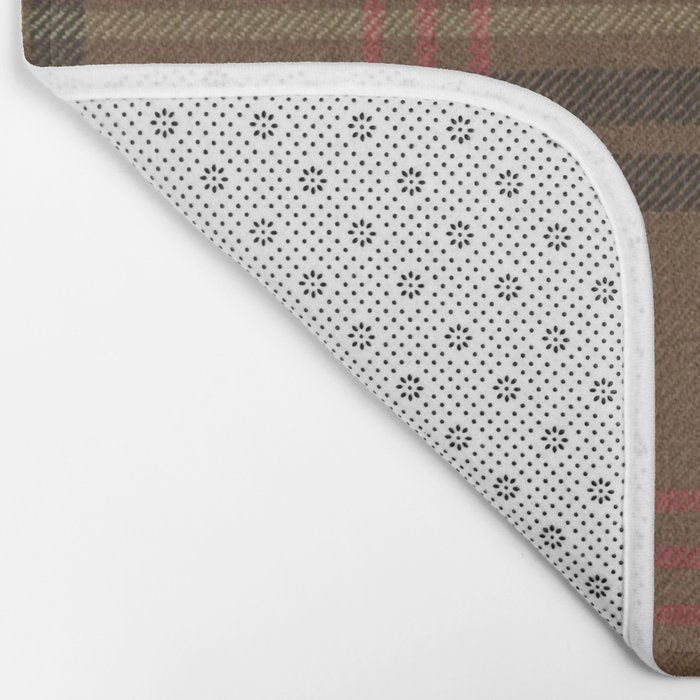 Vintage Brown Tartan Plaid Pattern Bath Mat Gallery Image 2