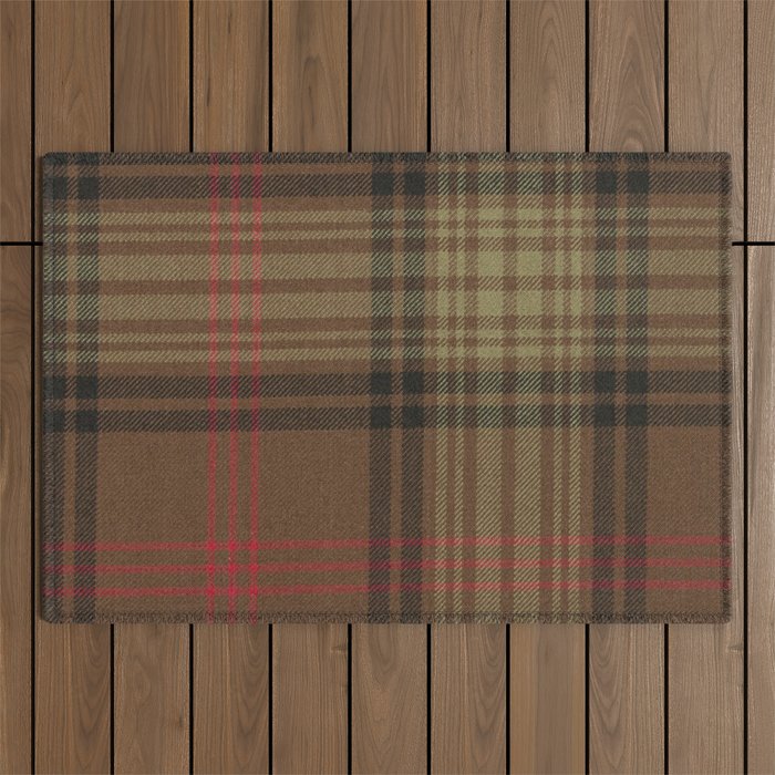 Vintage Brown Tartan Plaid Pattern Outdoor Rug Gallery Image 1