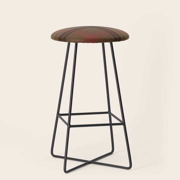 Vintage Brown Tartan Plaid Pattern Stool Gallery Image 1