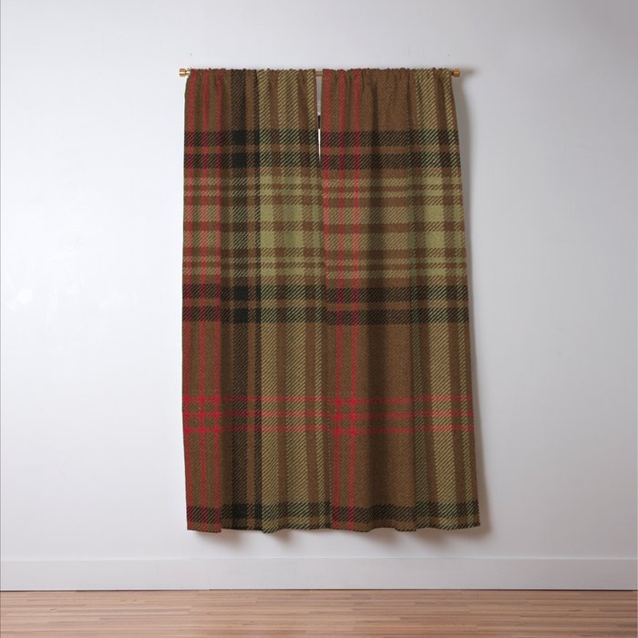 Vintage Brown Tartan Plaid Pattern Window Curtain Gallery Image 3
