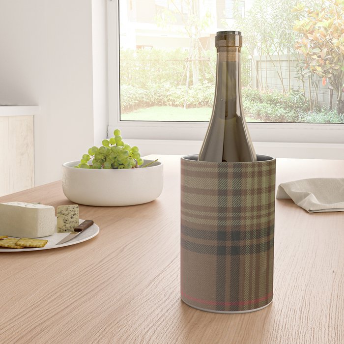 Vintage Brown Tartan Plaid Pattern Wine Chiller Gallery Image 4