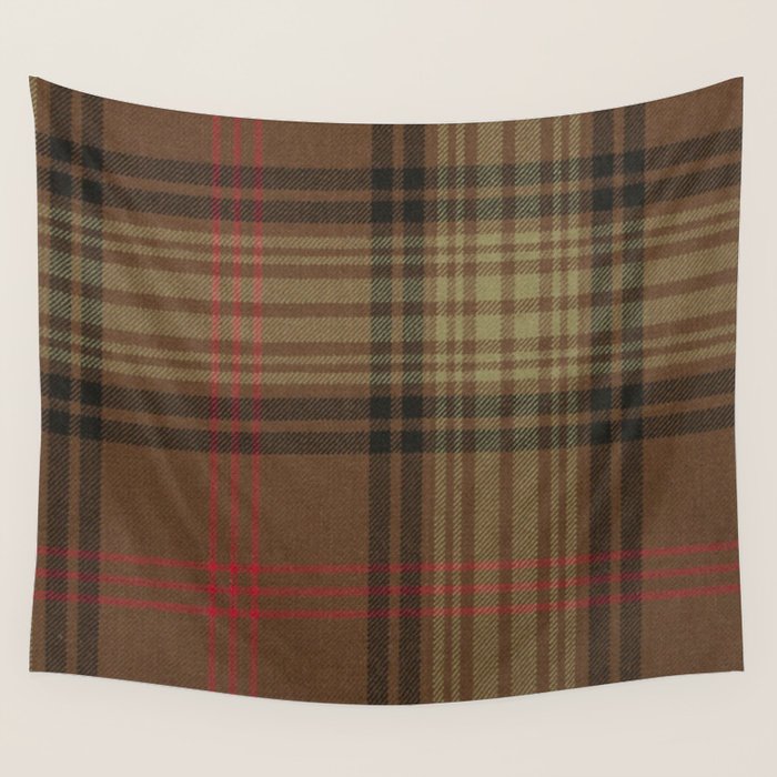 Vintage Brown Tartan Plaid Pattern Wall Tapestry Gallery Image 4