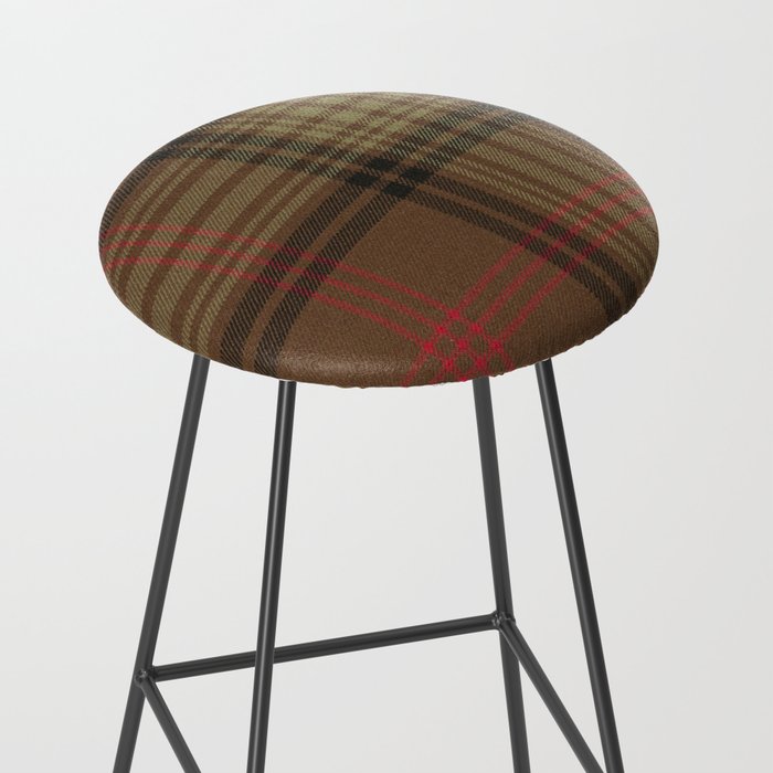 Vintage Brown Tartan Plaid Pattern Stool Gallery Image 2