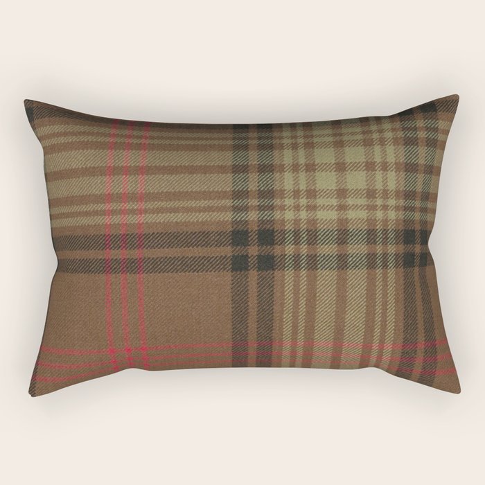 Vintage Brown Tartan Plaid Pattern Rectangular Pillow Gallery Image 2