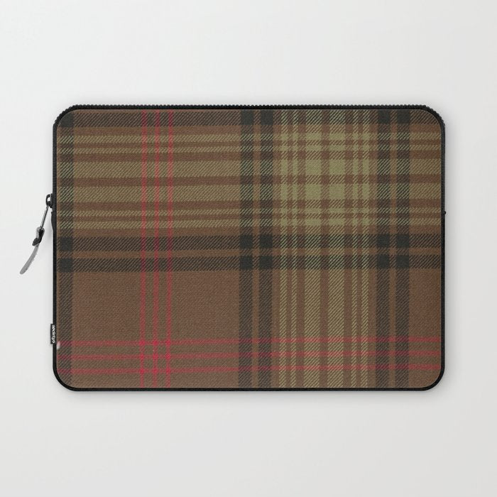 Vintage Brown Tartan Plaid Pattern Laptop Sleeve Gallery Image 1