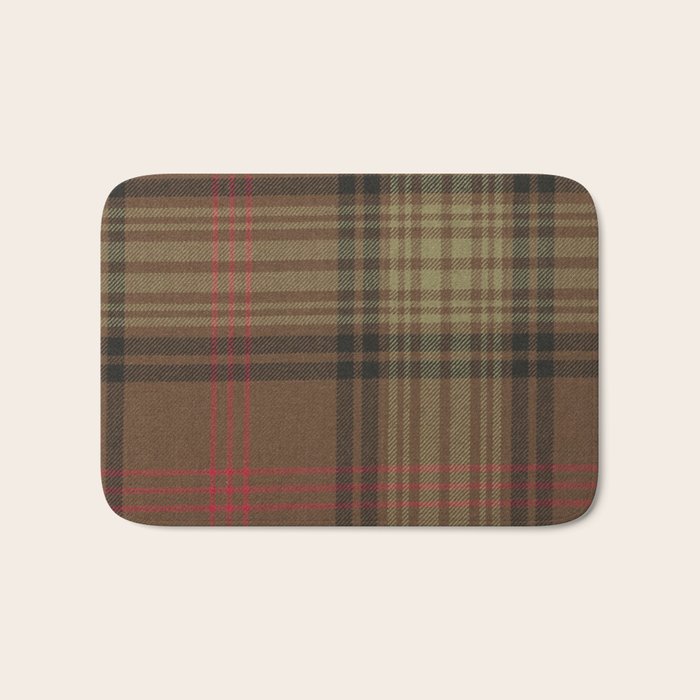 Vintage Brown Tartan Plaid Pattern Bath Mat Gallery Image 1
