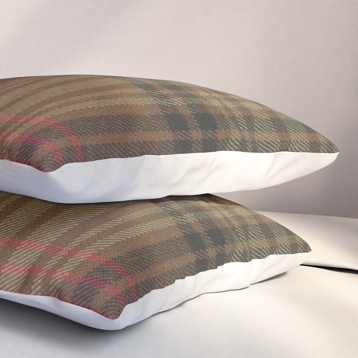 Vintage Brown Tartan Plaid Pattern Pillow Sham Gallery Image 3