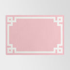 Pink and White Greek Key Border Rug Gallery Image 2