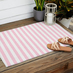 Pastel Pink Candy Stripe Pattern Outdoor Rug Gallery Image 2