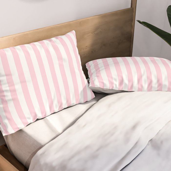 Pastel Pink Candy Stripe Pattern Pillow Sham Gallery Image 2