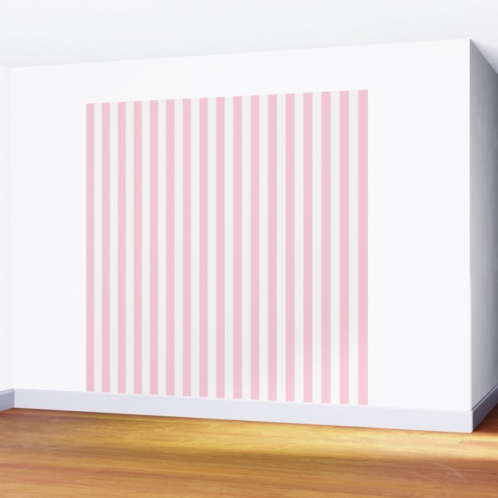 Pastel Pink Candy Stripe Pattern Wall Mural Gallery Image 2
