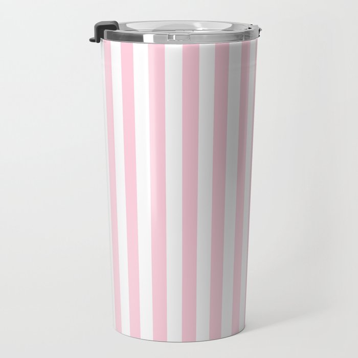 Pastel Pink Candy Stripe Pattern Travel Mug Gallery Image 3