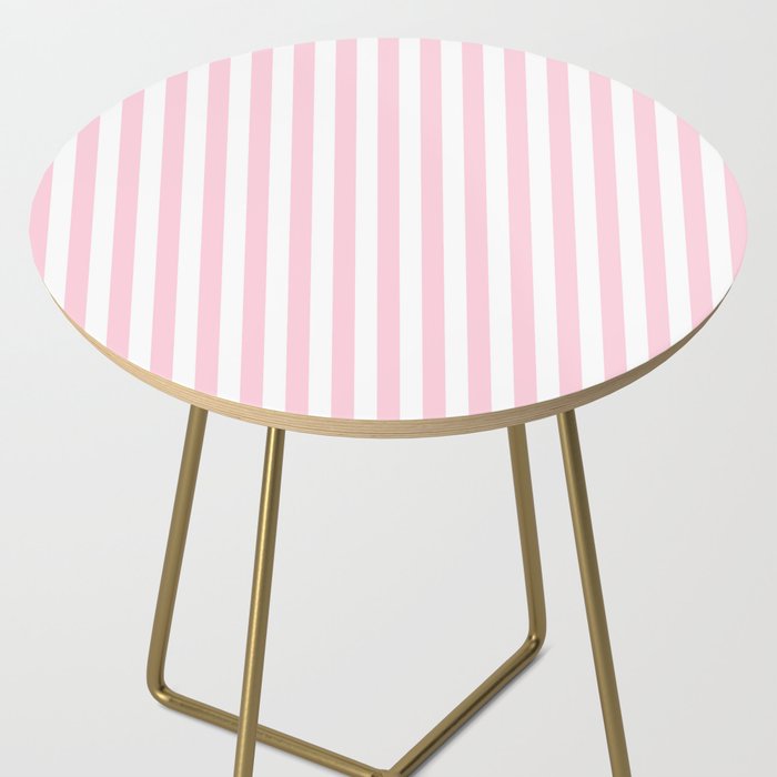 Pastel Pink Candy Stripe Pattern Side Table Gallery Image 2