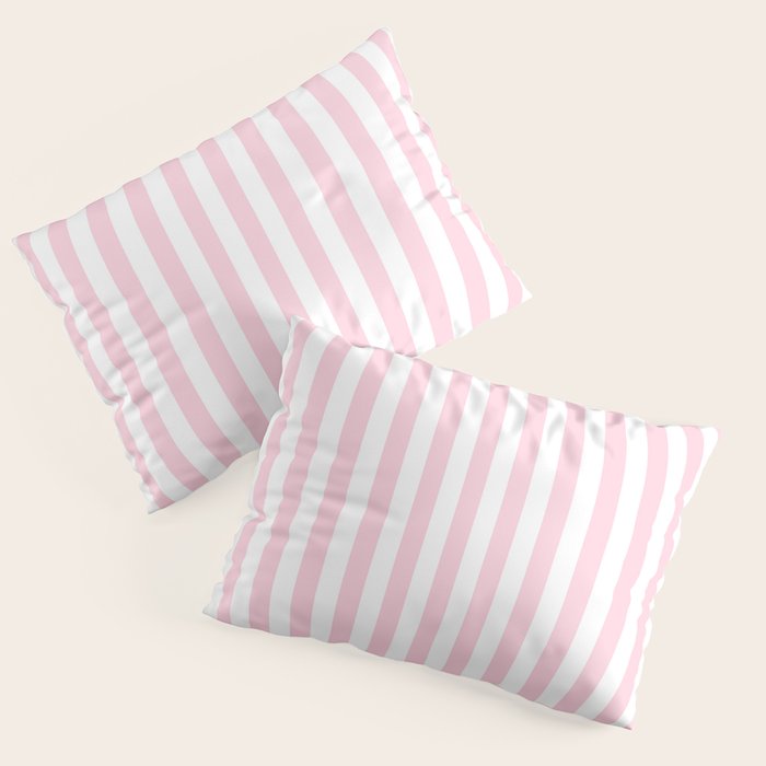 Pastel Pink Candy Stripe Pattern Pillow Sham Gallery Image 1