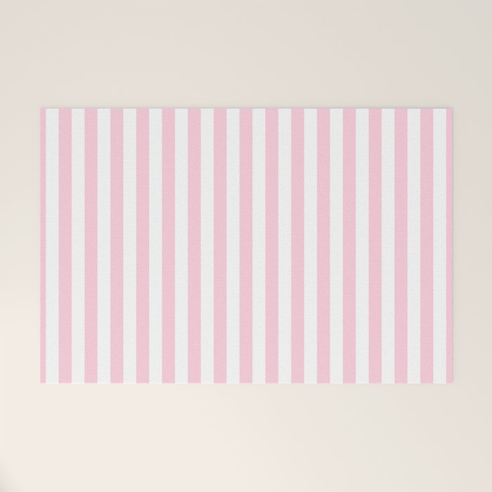 Pastel Pink Candy Stripe Pattern Welcome Mat Gallery Image 1