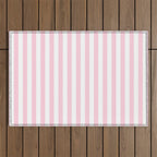 Pastel Pink Candy Stripe Pattern Outdoor Rug Gallery Image 1