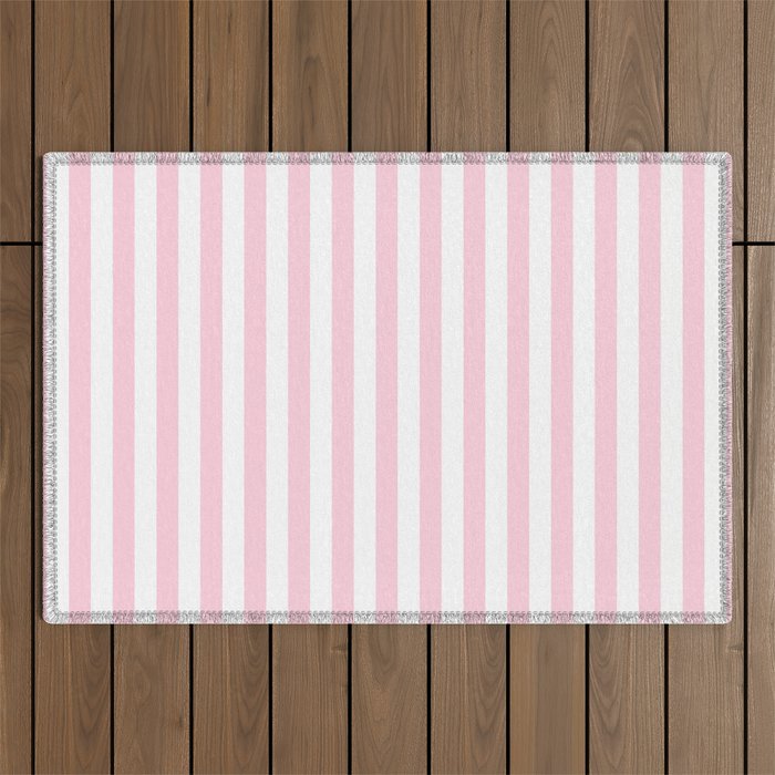 Pastel Pink Candy Stripe Pattern Outdoor Rug Gallery Image 1