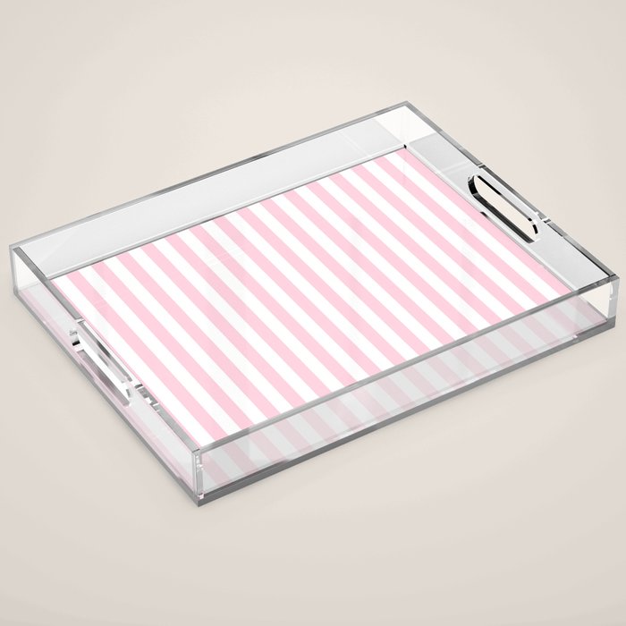 Pastel Pink Candy Stripe Pattern Acrylic Tray Gallery Image 1