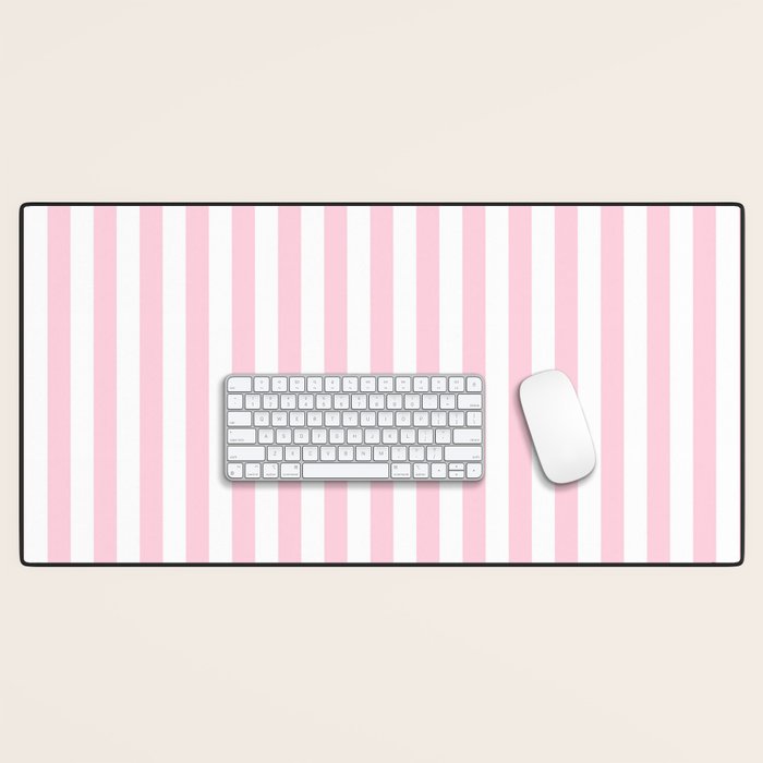 Pastel Pink Candy Stripe Pattern Desk Mat Gallery Image 1