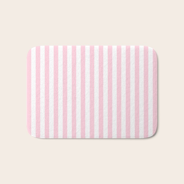 Pastel Pink Candy Stripe Pattern Bath Mat Gallery Image 1