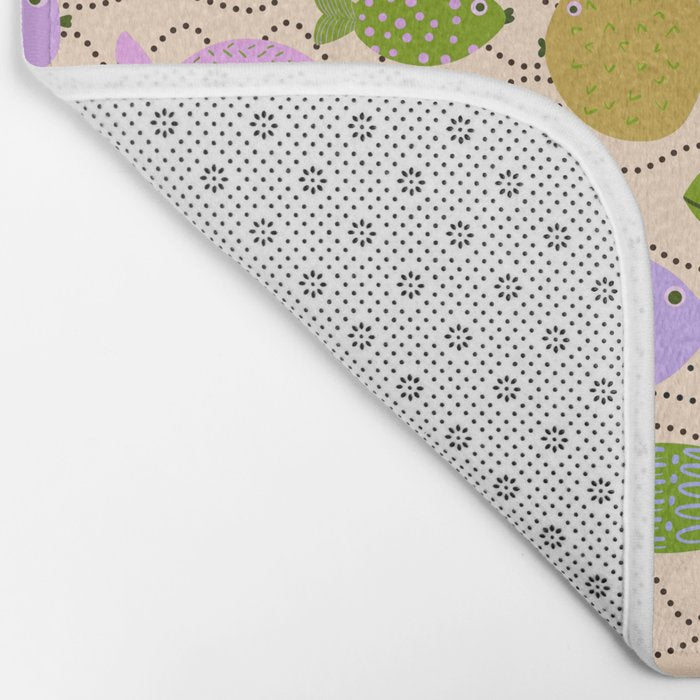 Go Fish - Green, Very Peri, beige Bath Mat Gallery Image 2