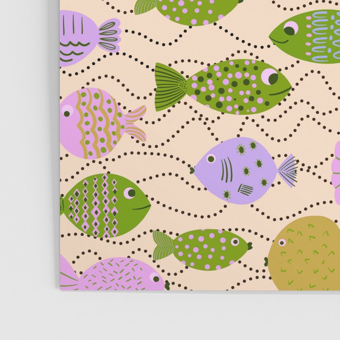 Go Fish - Green, Very Peri, beige Poster Gallery Image 3