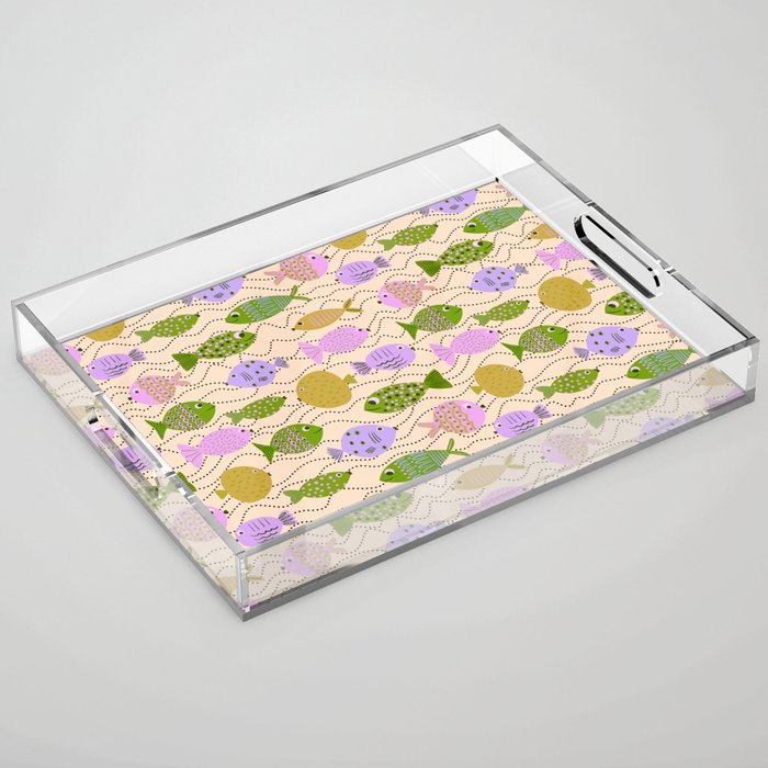 Go Fish - Green, Very Peri, beige Acrylic Tray Gallery Image 1