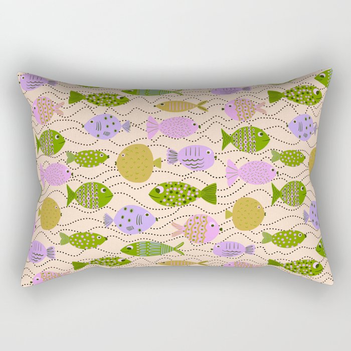 Go Fish - Green, Very Peri, beige Rectangular Pillow Gallery Image 1