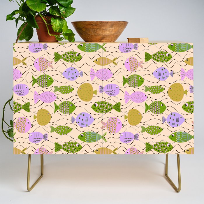 Go Fish - Green, Very Peri, beige Credenza Gallery Image 1