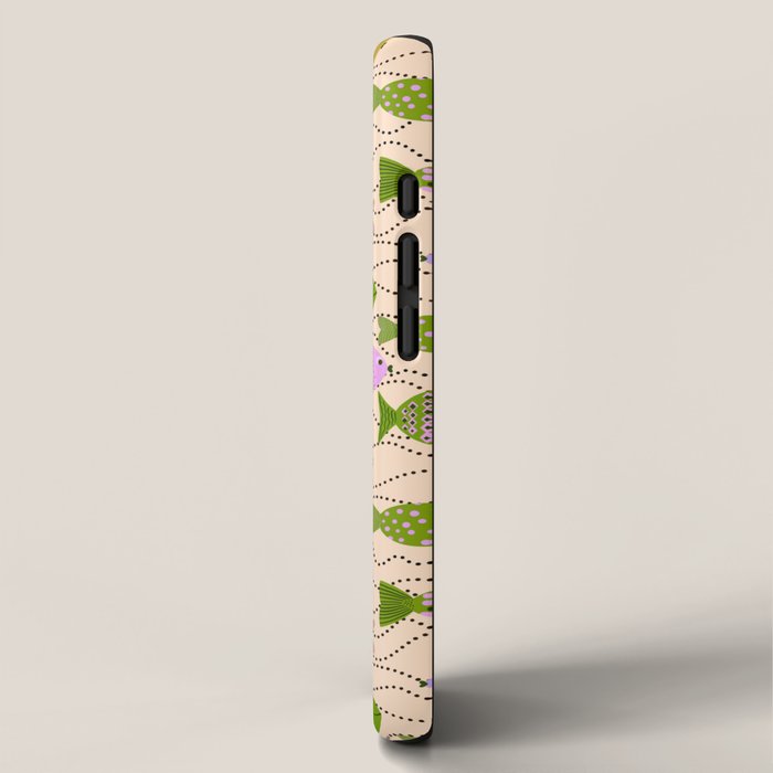 Go Fish - Green, Very Peri, beige iPhone Case Gallery Image 2