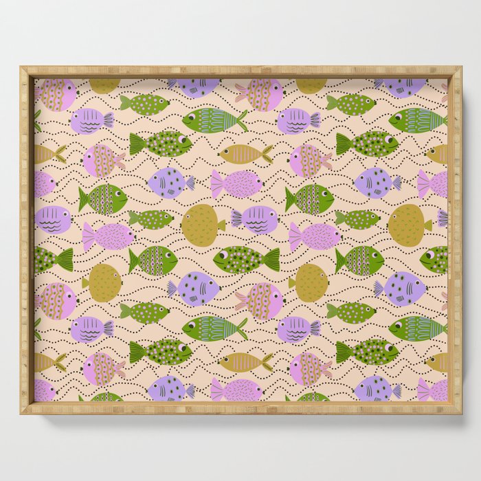 Go Fish - Green, Very Peri, beige Serving Tray Gallery Image 1