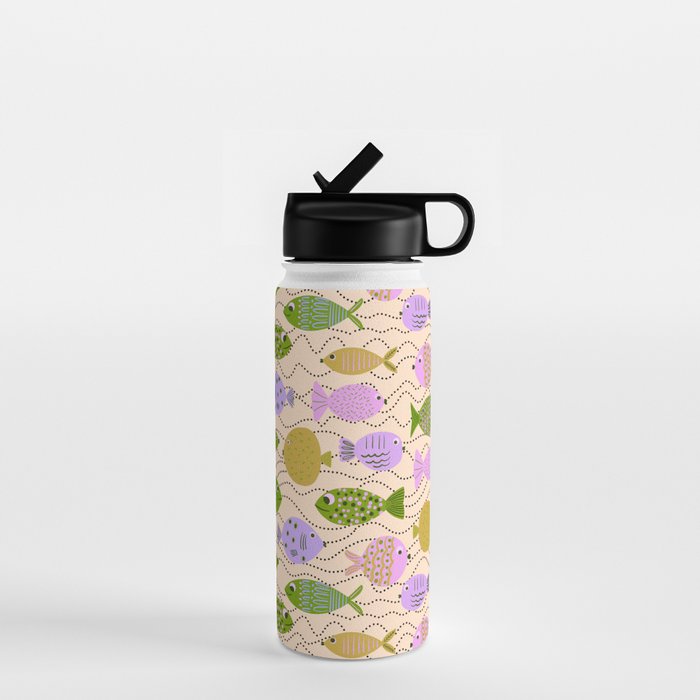 Go Fish - Green, Very Peri, beige Water Bottle Gallery Image 1