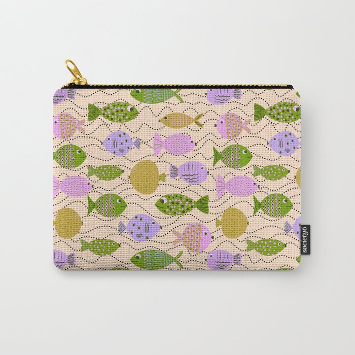 Go Fish - Green, Very Peri, beige Carry All Pouch Gallery Image 1