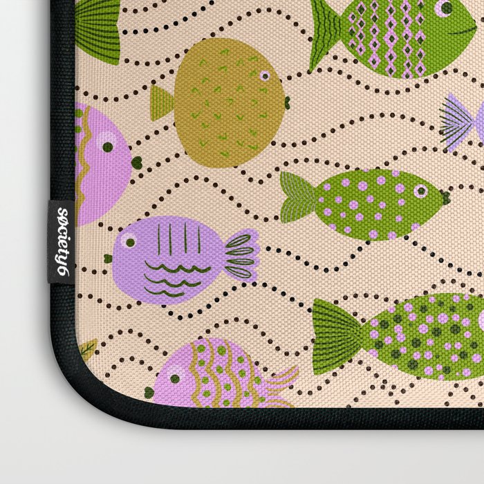 Go Fish - Green, Very Peri, beige Laptop Sleeve Gallery Image 3