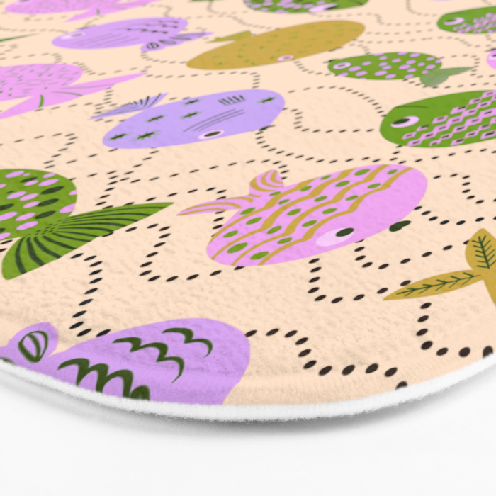 Go Fish - Green, Very Peri, beige Bath Mat Gallery Image 3