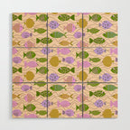 Go Fish - Green, Very Peri, beige Wood Wall Art Gallery Image 1