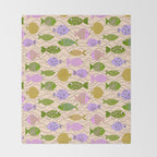 Go Fish - Green, Very Peri, beige Throw Blanket Gallery Image 2