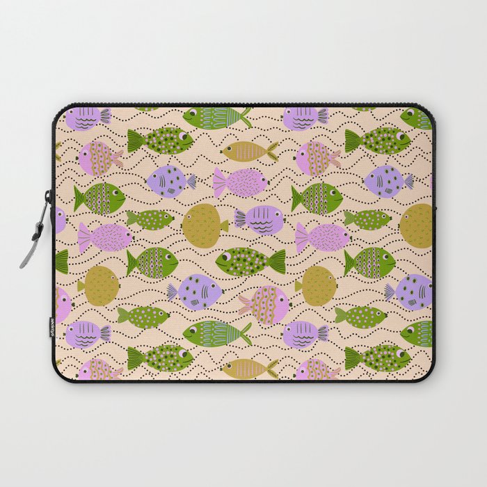 Go Fish - Green, Very Peri, beige Laptop Sleeve Gallery Image 1